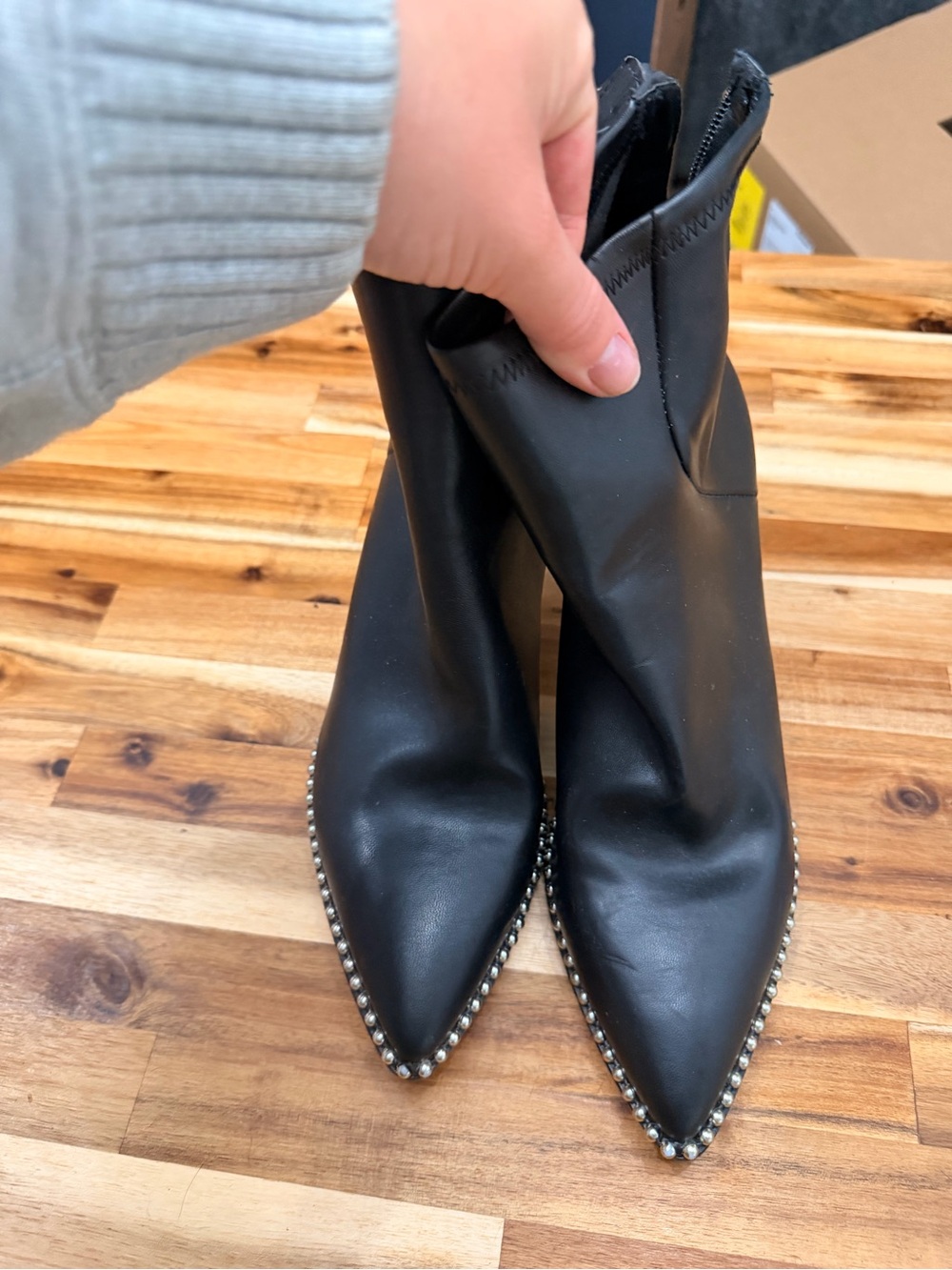 BCBGeneration Black Pointed Ankle Booties with Silver Stud Detailing